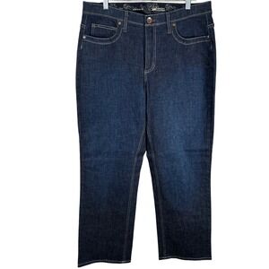 Lee Comfort Waistband Dark Wash Straight Leg Jeans 14 Short Indigo Stretch Denim